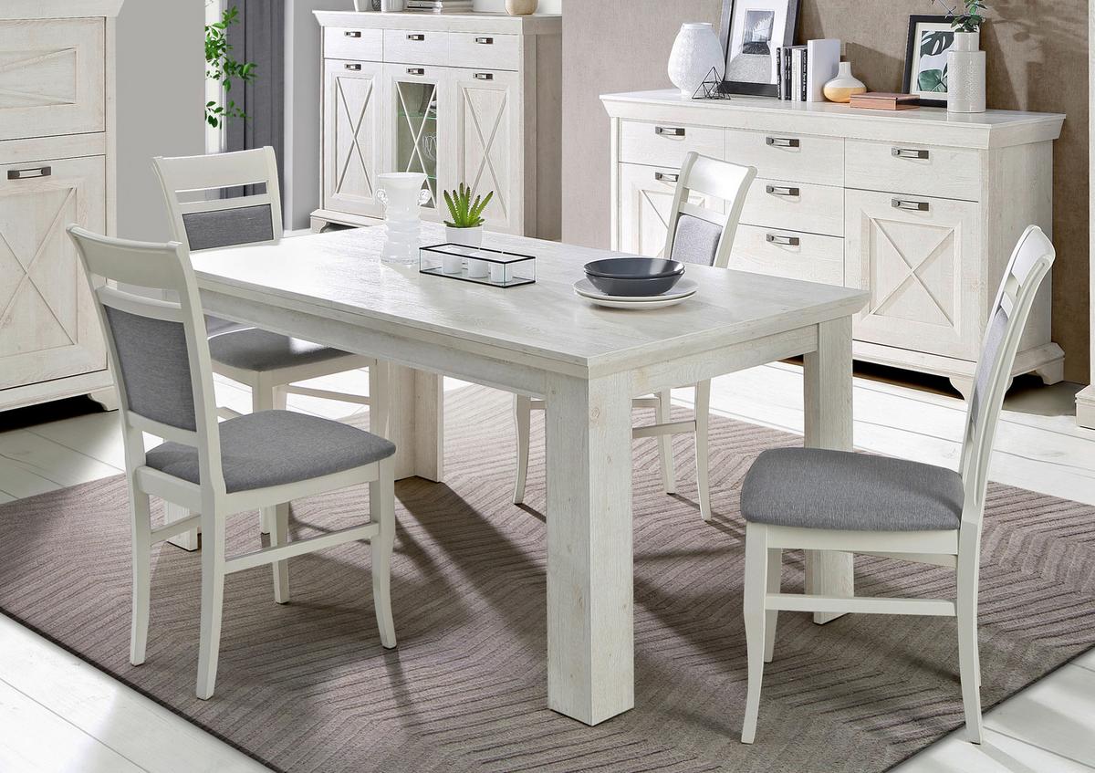 Raztegljiva Miza Kashmir, Bela - bela, Konvencionalno, leseni material (160-206,7/75/90cm) - Premium Living
