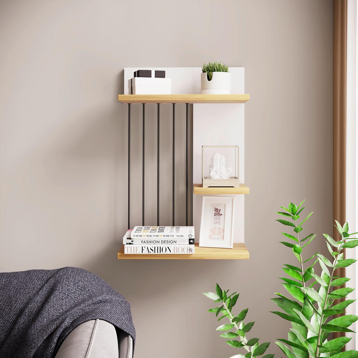 Wandboard Dolira - Weiss/Eichefarben, Design, Holzwerkstoff (40/60/19cm) - Livetastic