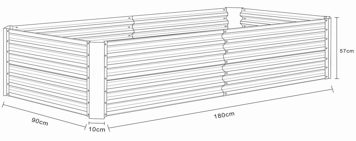 Hochbeet Vcm Beet "galdo Xl" - Schwarz, Modern, Metall (180/57/90cm)
