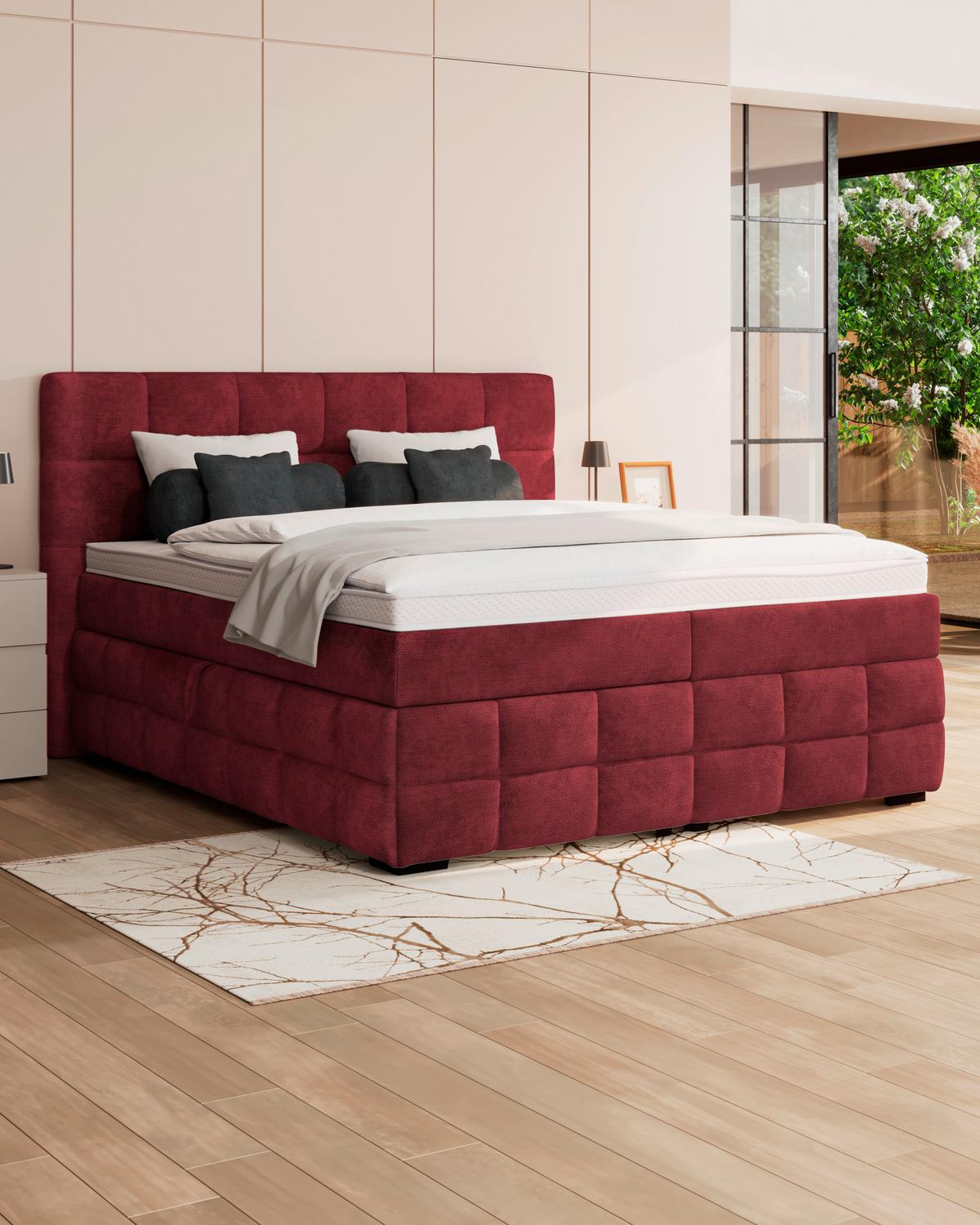 PAT BOX VEGA - verde/roșu burgund, Trend, lemn/textil (160/200cm) - Modern Living