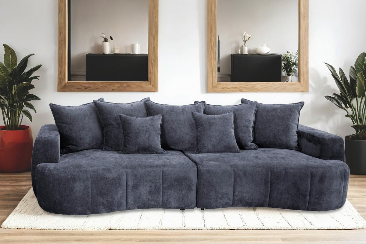 Mega Sofa Berg - tamno plava/crna, Trend, tekstil/plastika (292/71-99/127cm) - Modern Living