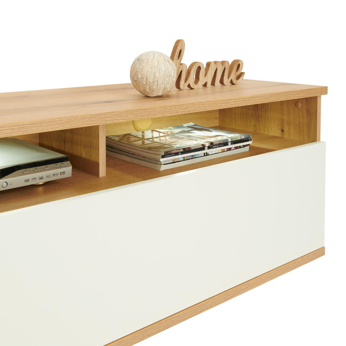 Tv-element Power, Barva Hrasta, Bela - Moderno, umetna masa/leseni material (127,5/46/40cm) - Mömax