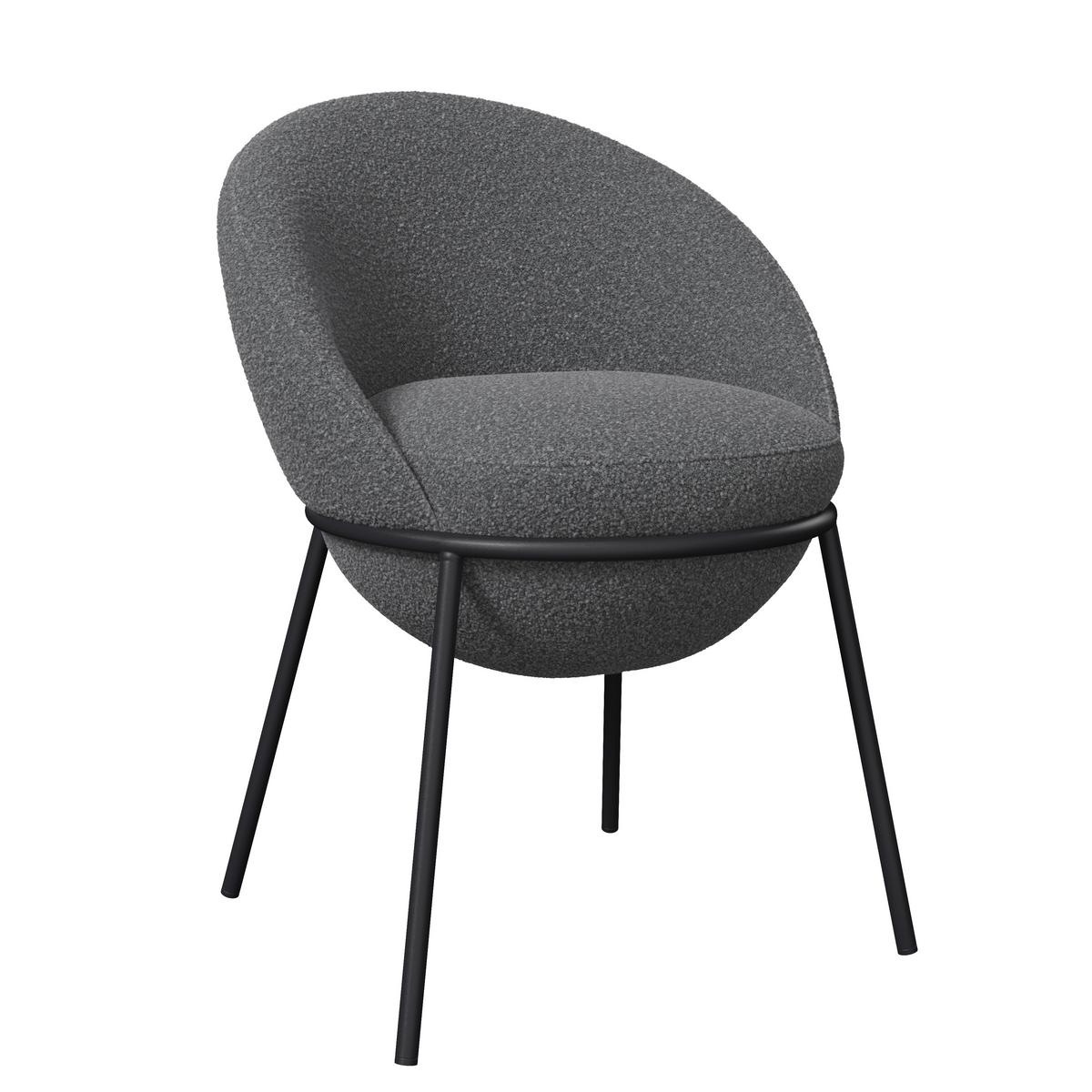 Armlehnstuhl Zoa Grau Struktur Gepolstert - Schwarz/Grau, MODERN, Holz/Textil (57/85/61cm) - Bessagi Home