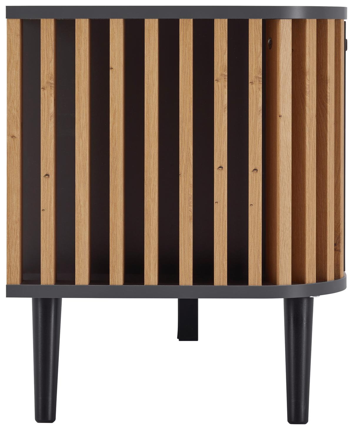 Lowboard in Grau/Naturfarben - Grau, Design, Holzwerkstoff (138/50/40cm) - Premium Living