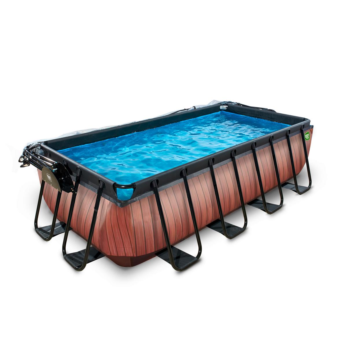 Bazen Exit Wood Pool, Toplotna Črpalka, 400x200cm - rjava, Konvencionalno, umetna masa (400/200/100cm) - EXIT Toys