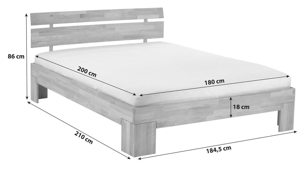 Futonska Postelja Malu, Masivno, 180x200 - barve hrasta, Natur, les (180/200cm)