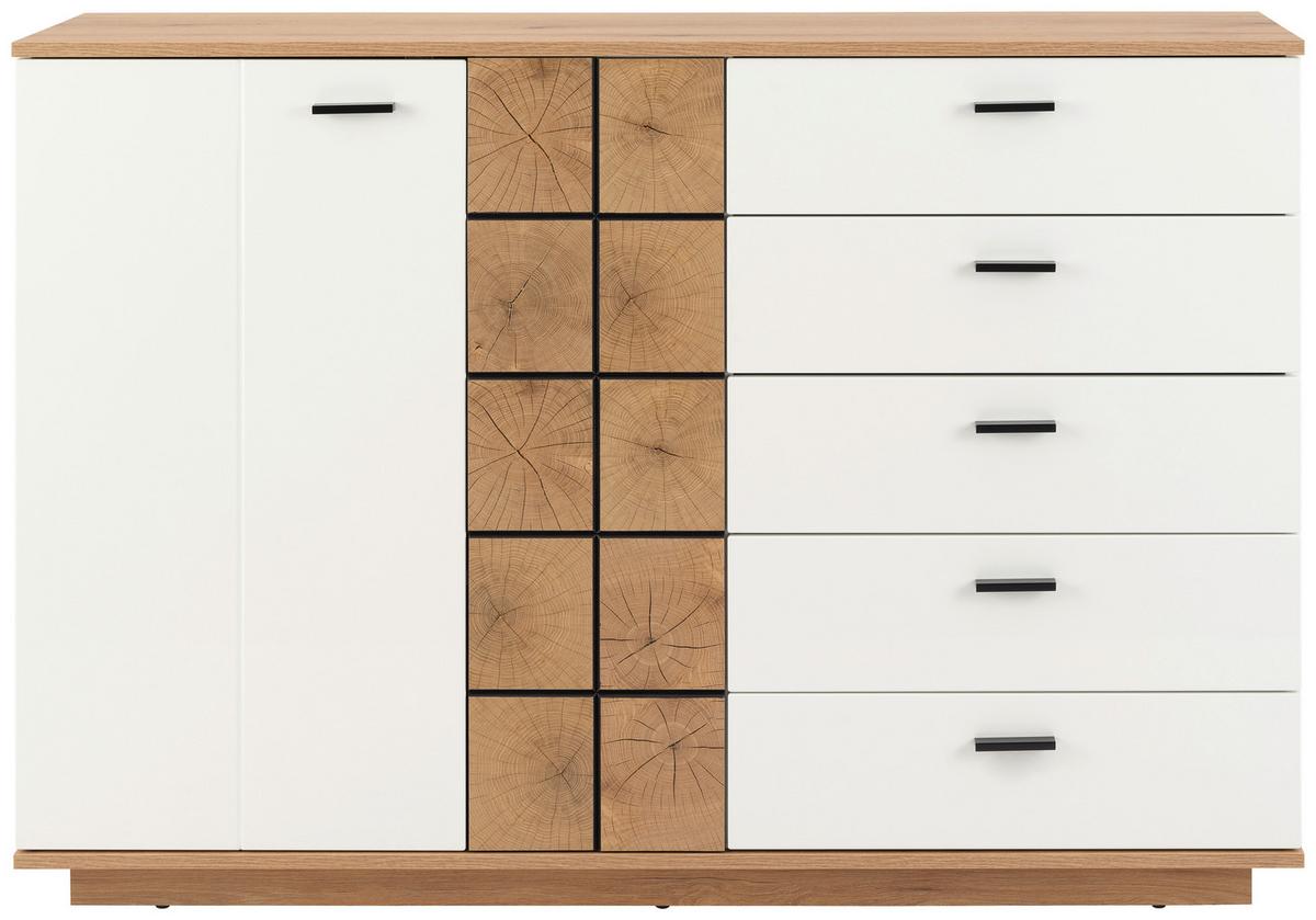 Komoda Oreta Oreta - črna/barve hrasta, Moderno, umetna masa/leseni material (136,1/95/40cm)