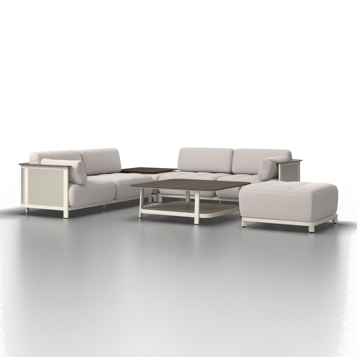 ENSEMBLE LOUNGE MARA - Weiss/Dunkelgrau, Modern, Kunststoff/Textil (269/269cm) - Bessagi Garden