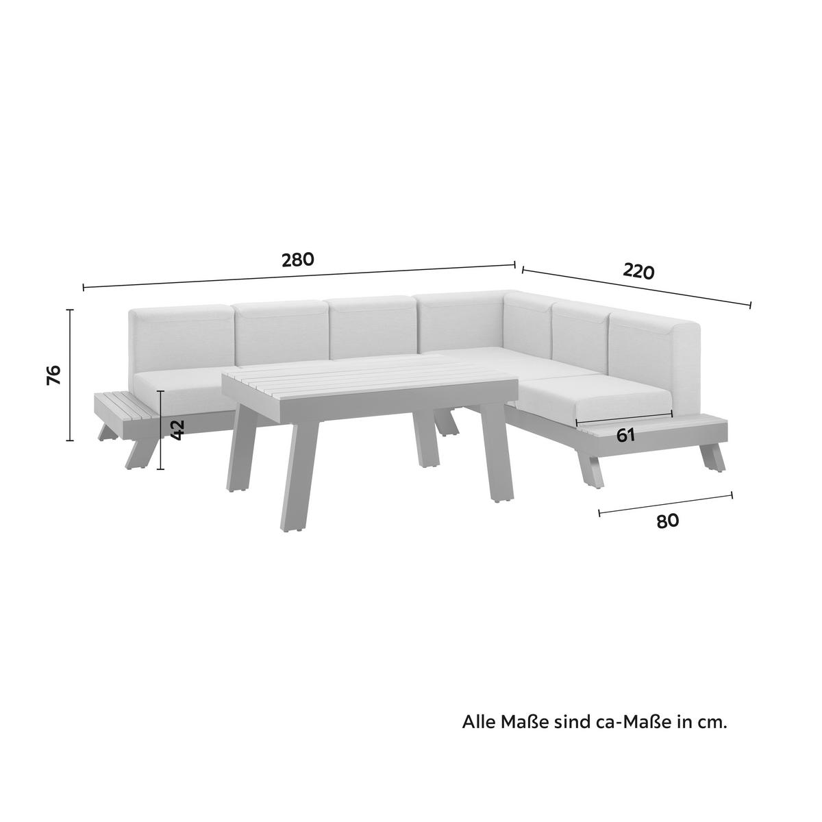 ensemble lounge 3-teilig, Olefingewebe - gris, Modern, métal/matière synthétique - Bessagi Garden