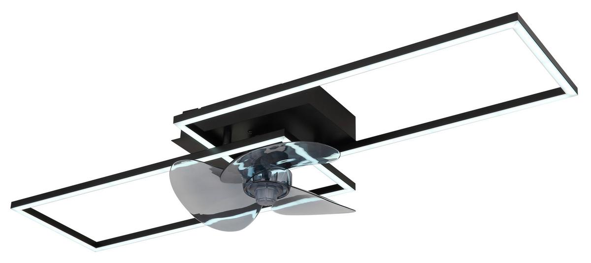 DECKENVENTILATOR 67243-30BF - Opal/Schwarz, Design, Kunststoff/Metall (90/30/15cm) - Globo