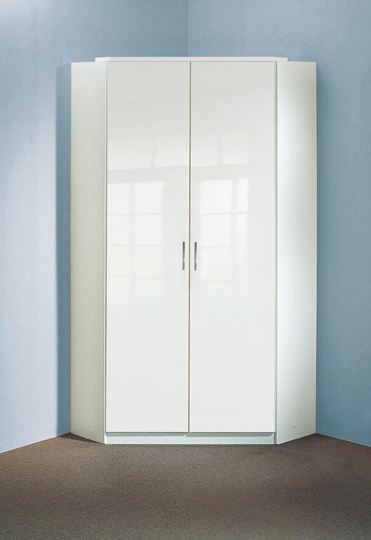Eckschrank Clack Weiß Hochglanz - Chromfarben/Weiß Hochglanz, KONVENTIONELL, Holzwerkstoff (95/198/95cm)