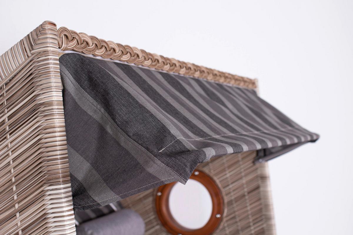 Strandkorb ca. 140x160x80 cm Braun/Grau - Braun/Grau, Basics, Holz/Kunststoff (140/160/80cm) - Gardenson