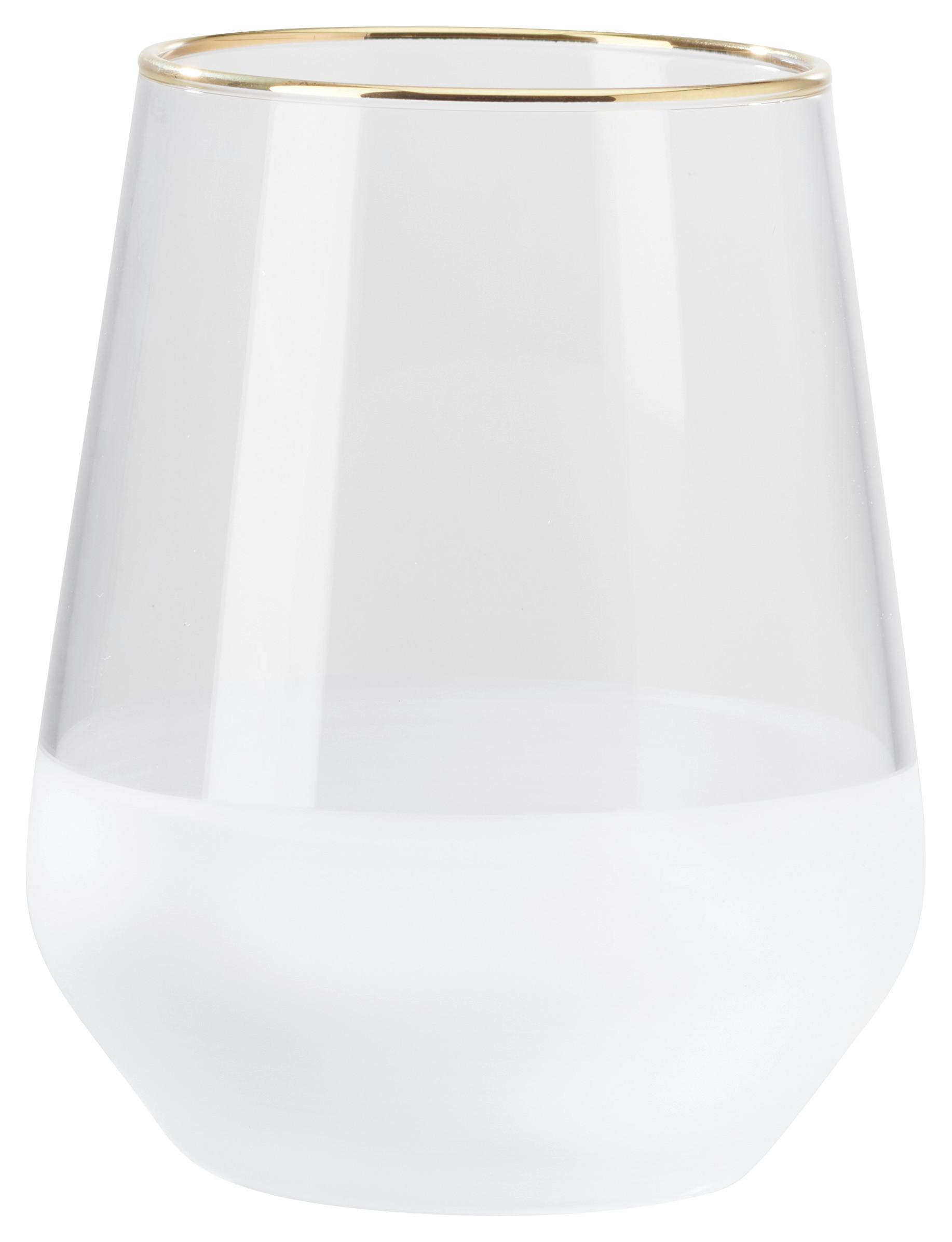 Trinkglas Goldline in Weiß ca. 425ml - Weiß, MODERN, Glas (6,8/11cm) - Premium Living