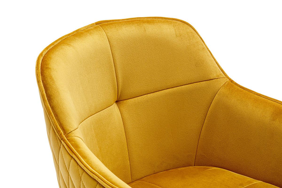 Naslanjač Samt, Rumena, Vrtljiv - rumena/črna, Moderno, kovina/tekstil (59/83/60cm) - Livetastic