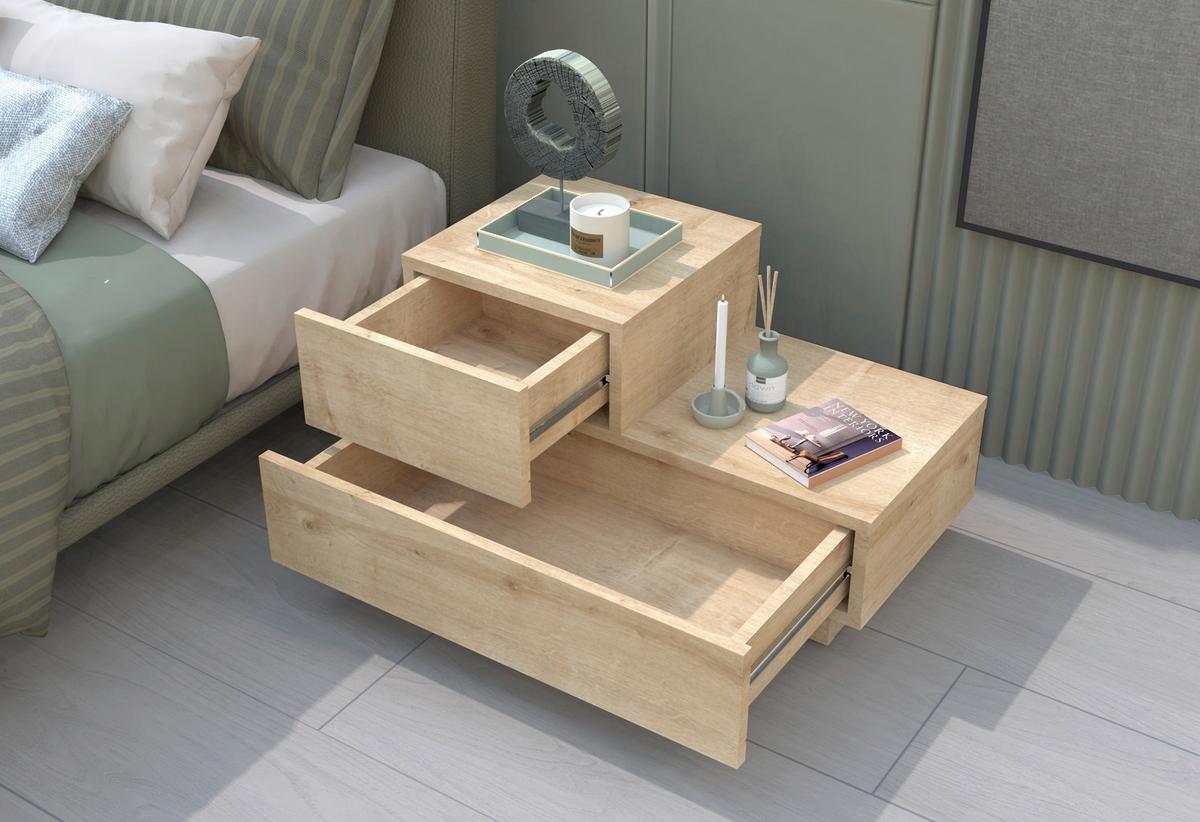 NACHTTISCH KAYRA NACHTTISCH - Eichefarben, Design, Holzwerkstoff (70/39/30cm) - Livetastic