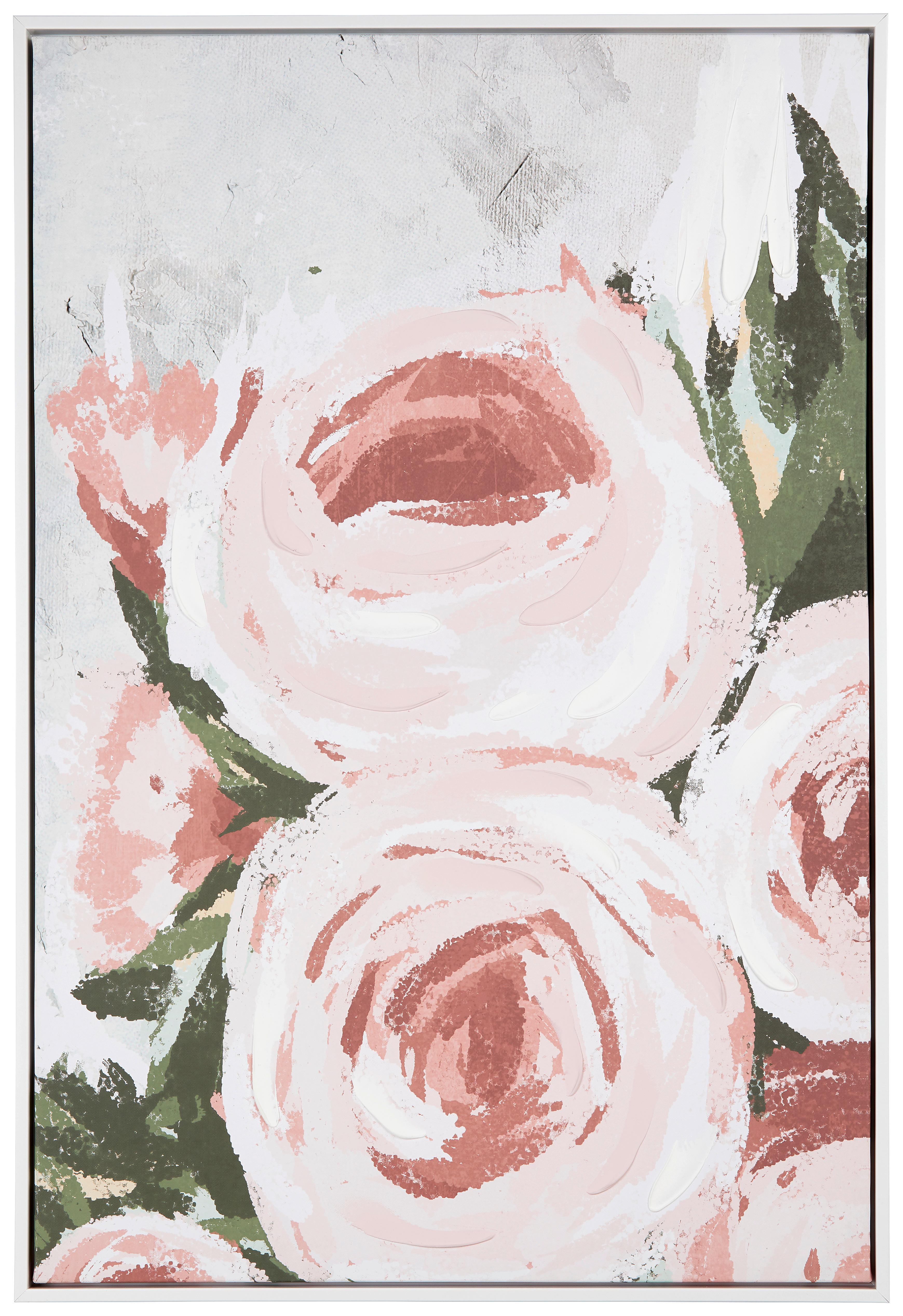 Keilrahmenbild Denise ca. 60x90cm - Weiss/Pink, Holzwerkstoff/Kunststoff (60/90cm) - Modern Living