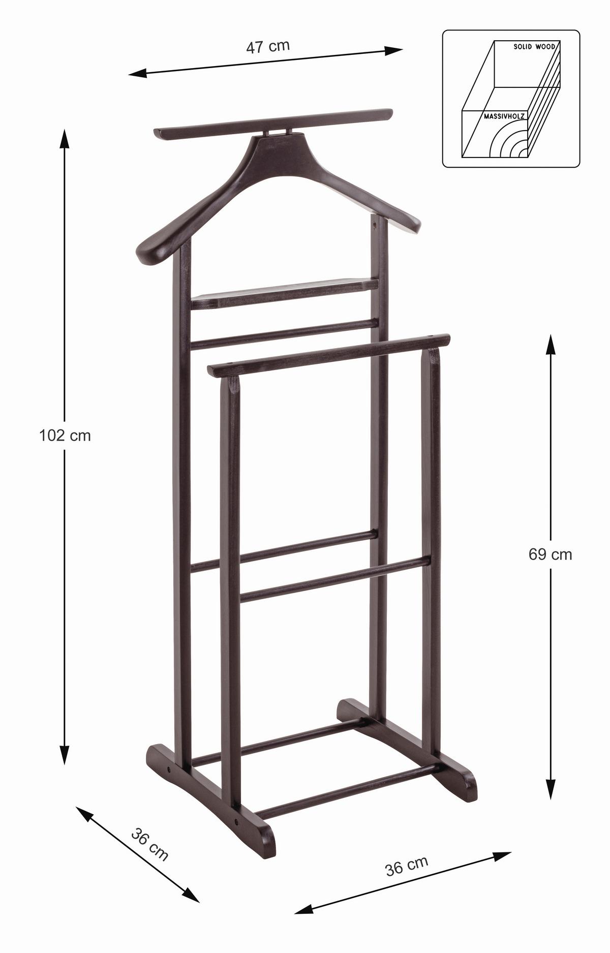 CICHY SŁUGA FUNNY - brązowy, Basics, drewno (47/102/36cm)