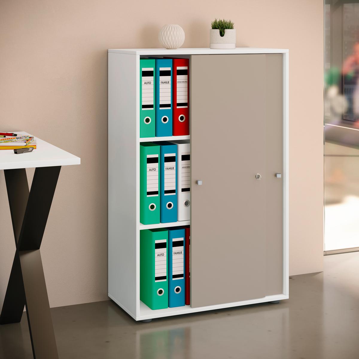 AKTENSCHRANK LONA XL - Weiss/Grau, Design, Holzwerkstoff (70/110/39cm) - MID.YOU