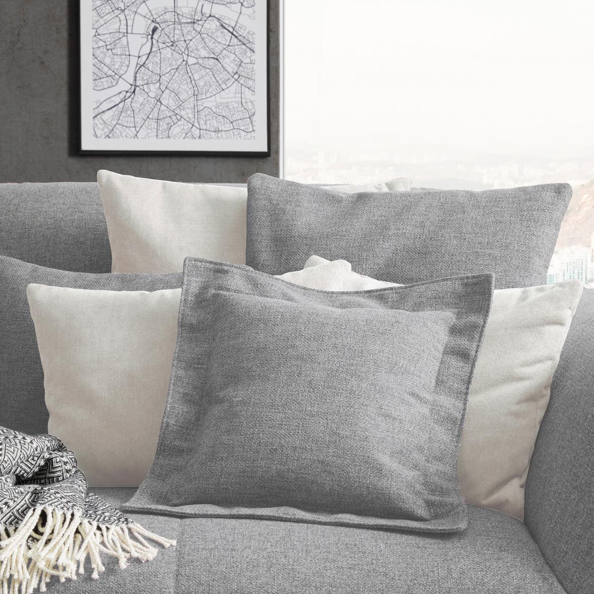 Bigsofa Trendy Silberfarben - Silberfarben/Schwarz, MODERN, Holzwerkstoff (260/93/124cm) - Premium Living