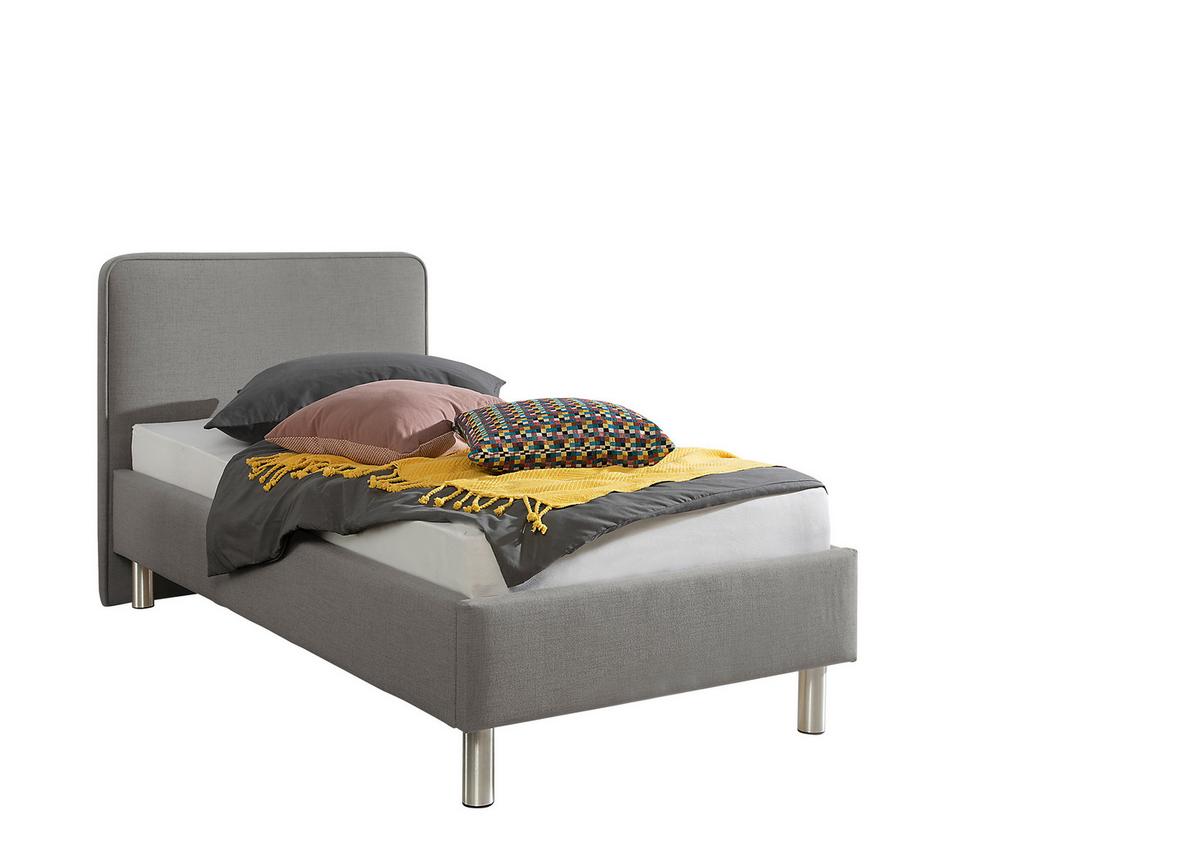 Polsterbett Jone Grau ca. 100x200 cm - Alufarben/Grau, MODERN, Textil/Metall (100/200cm) - Livetastic