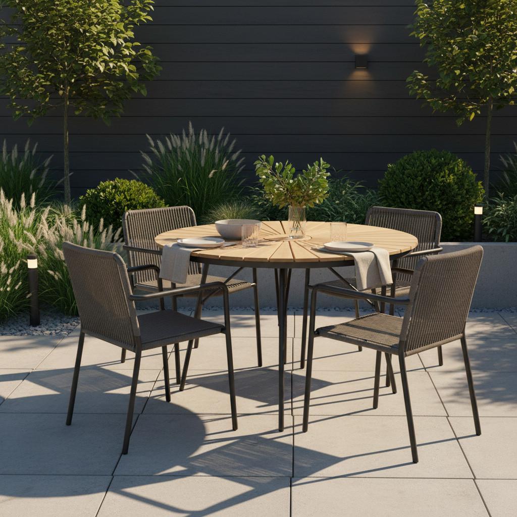 Gartentisch Ellen Anthrazit/Teak - Anthrazit/Teakfarben, KONVENTIONELL, Holz/Metall (110/110/74cm) - Gardenson