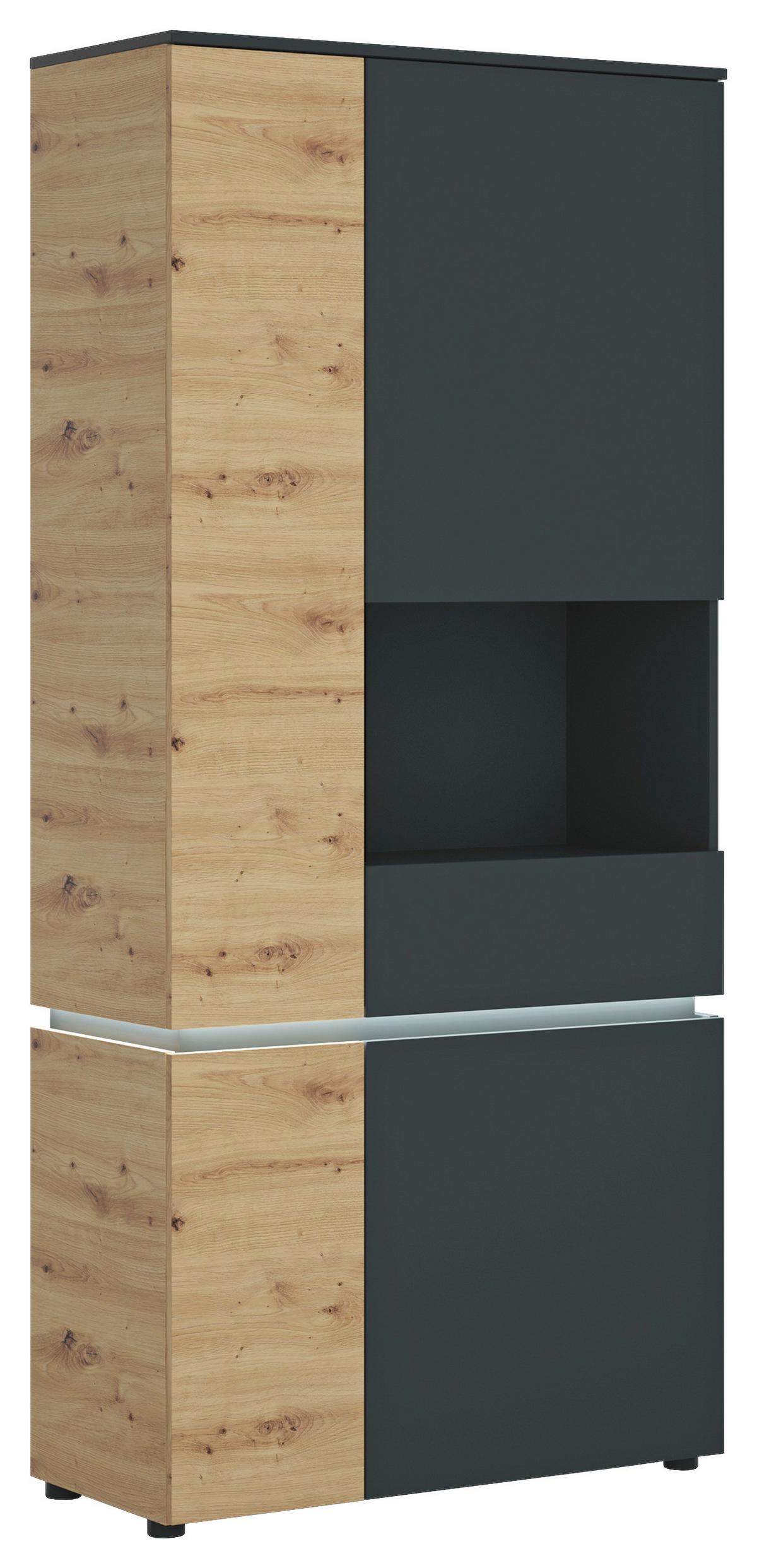 Vitrina Luci - siva/hrast Artisan, Trend, staklo/drvni materijal (90,4/199/40cm) - Modern Living