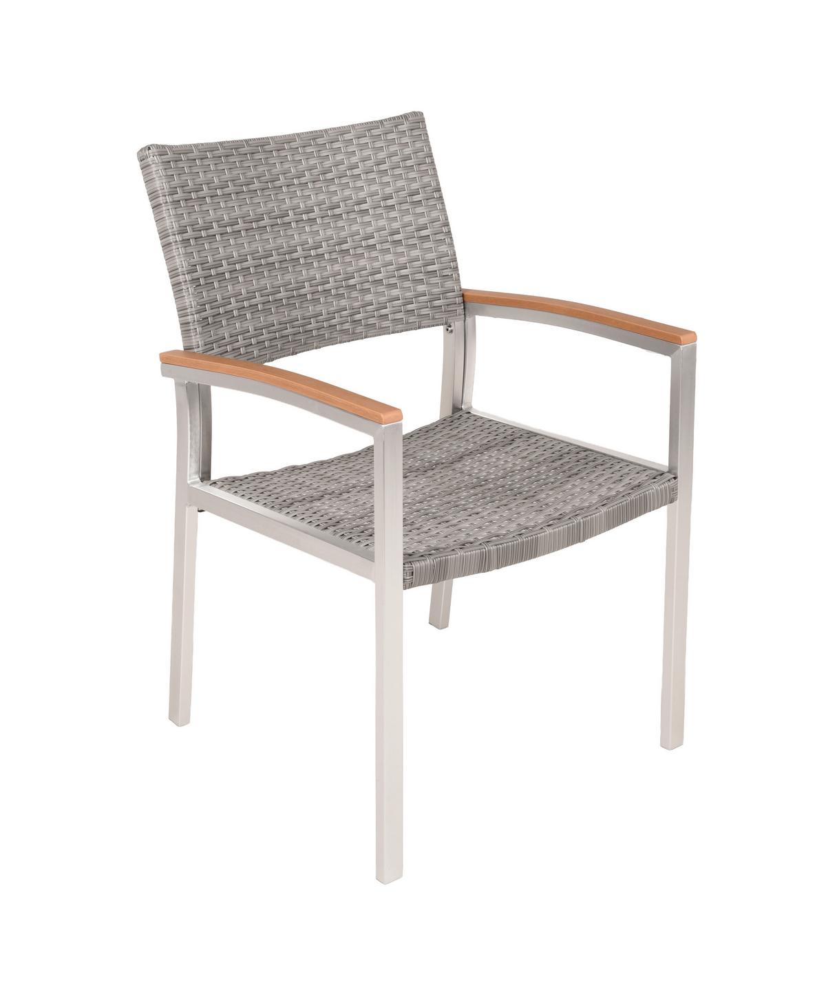 Gartenstuhl-Set Livorno Braun, 2er Set - Silberfarben/Hellgrau, MODERN, Kunststoff/Metall (60/84/55cm) - Gardenson