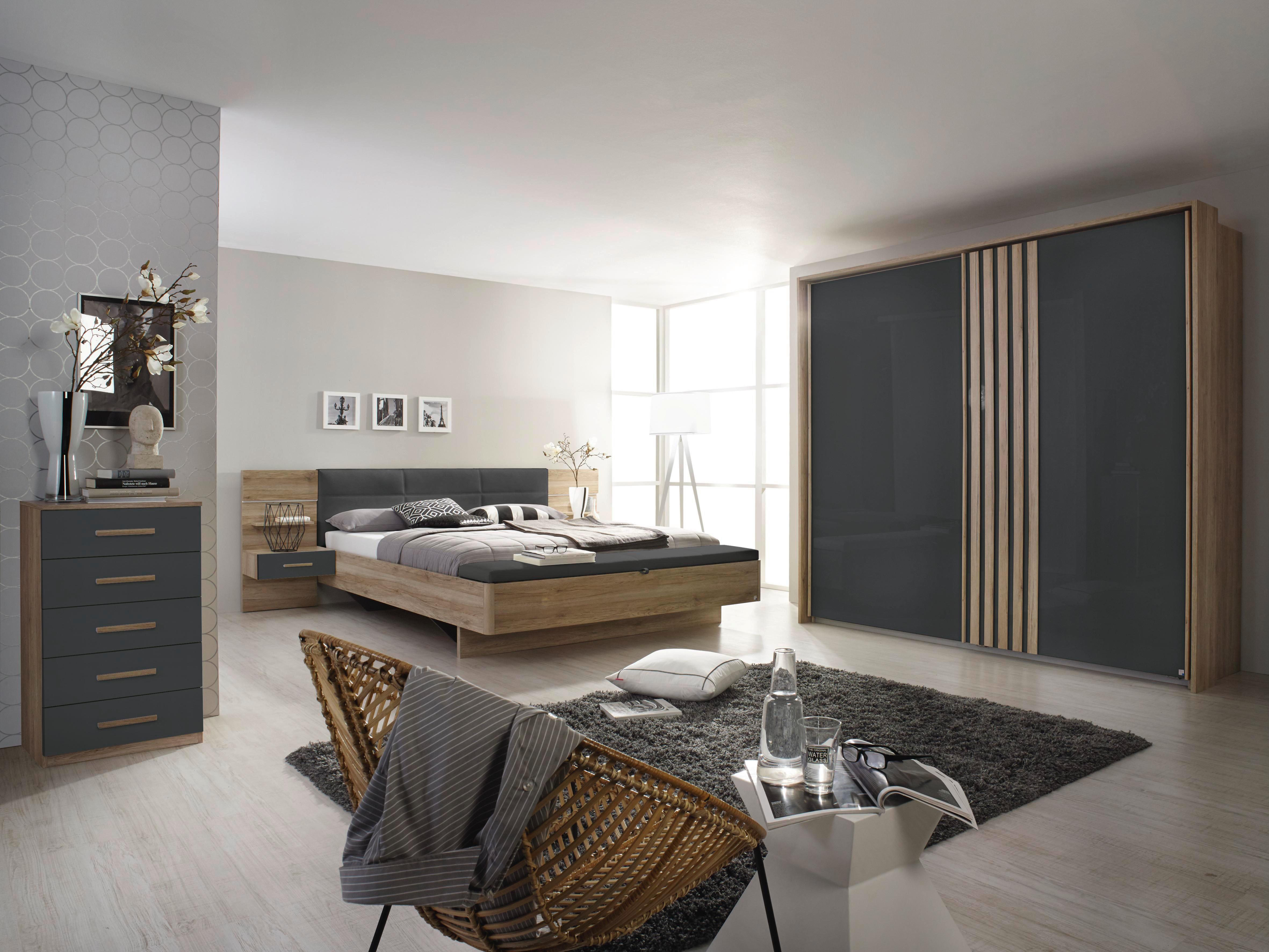Ormar S Kliznim Vratima Mosbach - siva/boje hrasta, Design, staklo/drvni materijal (226/210/62cm) - MID.YOU