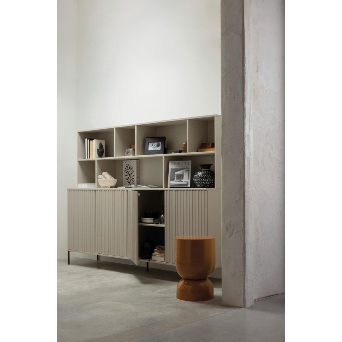 Buffet Gravure Grau B: 200 cm - Schwarz/Grau, Design, Holz/Metall (200/150/44cm) - Livetastic