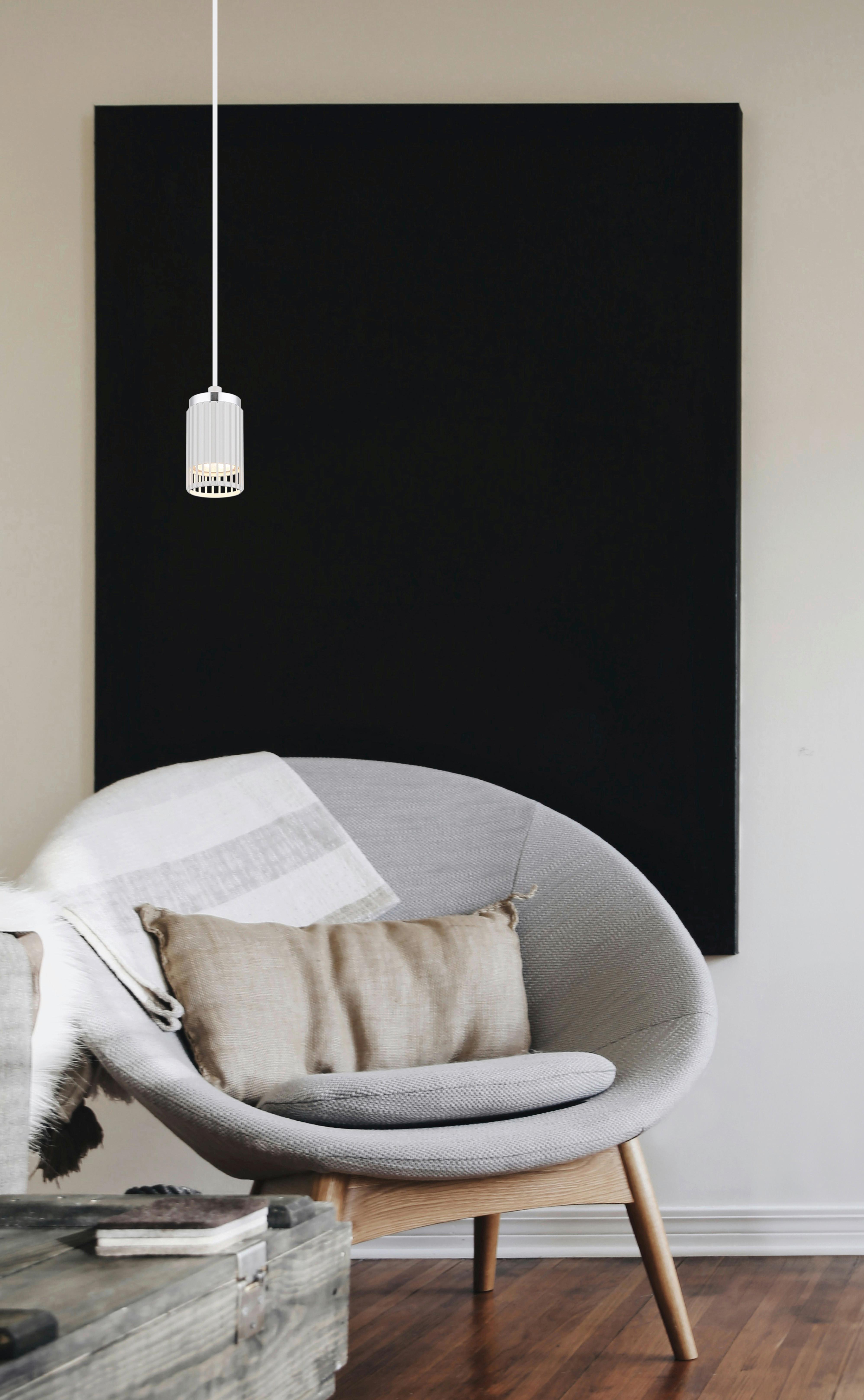 HÄNGELEUCHTE 57906HW KORBEN - Chromfarben/Weiss, Design, Kunststoff/Metall (10/120cm) - Globo