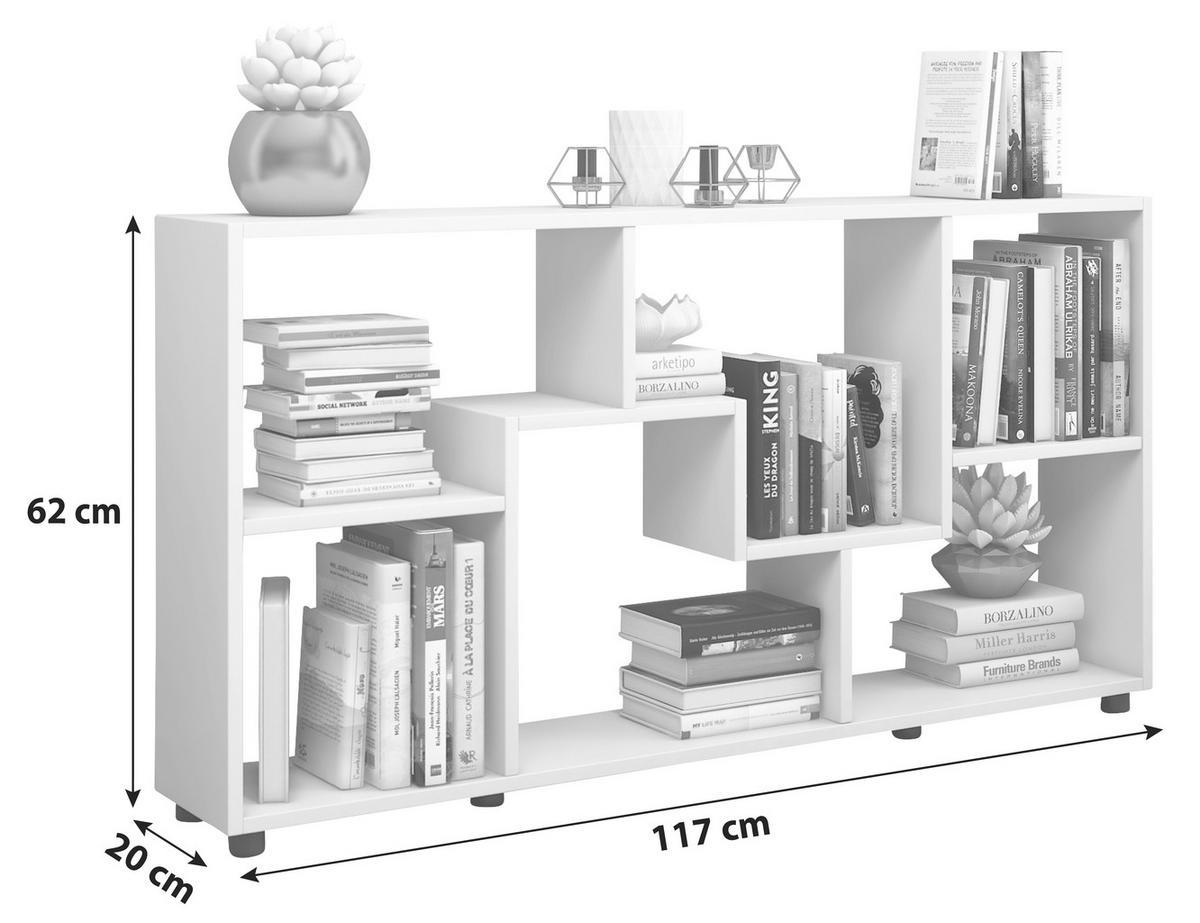 Regal Pintal, Bela - črna/bela, Konvencionalno, umetna masa/leseni material (117/62/20cm) - MID.YOU