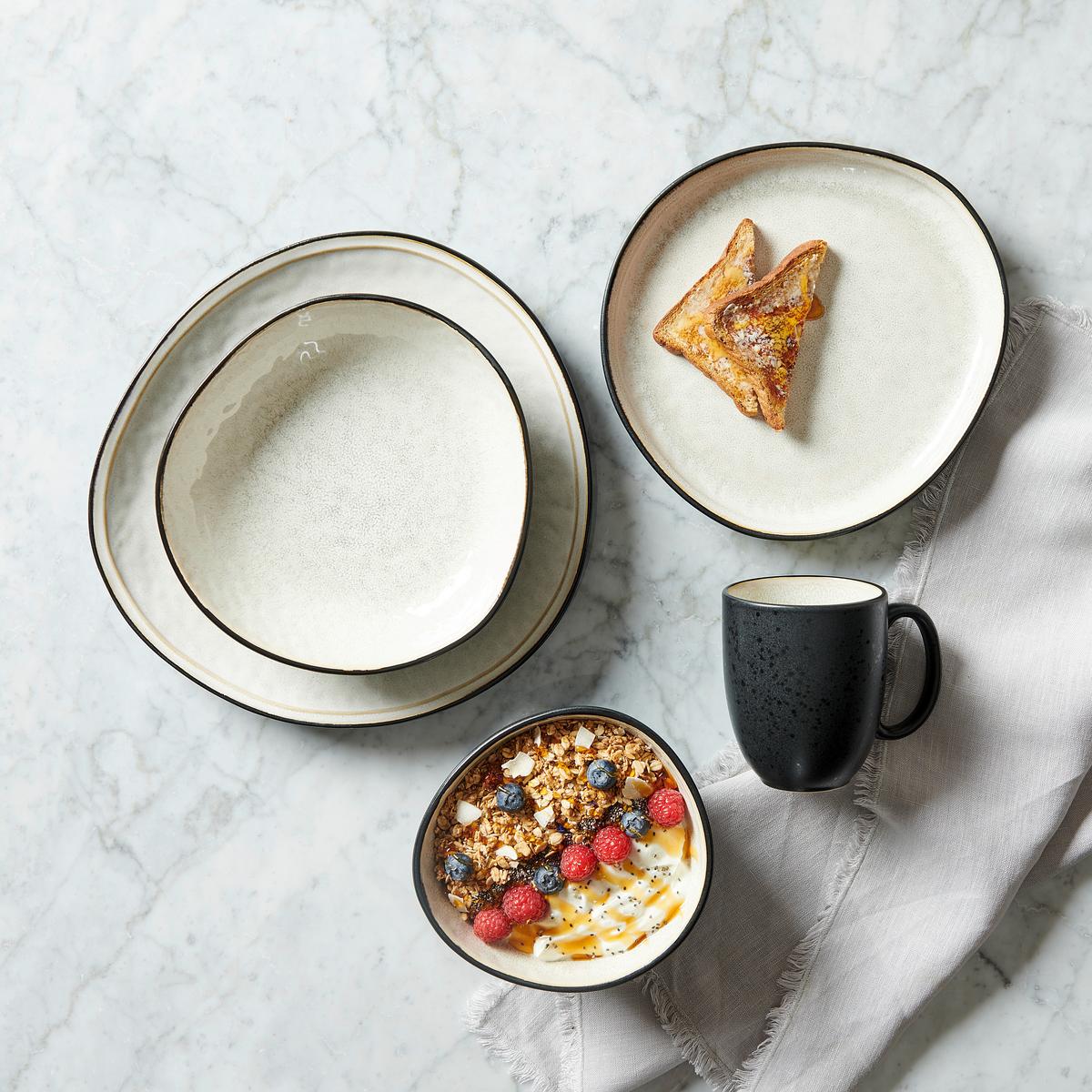 SERWIS OBIADOWO-ŚNIADANIOWY SØREN IVORY - kremowy, Trend, ceramika - Novel