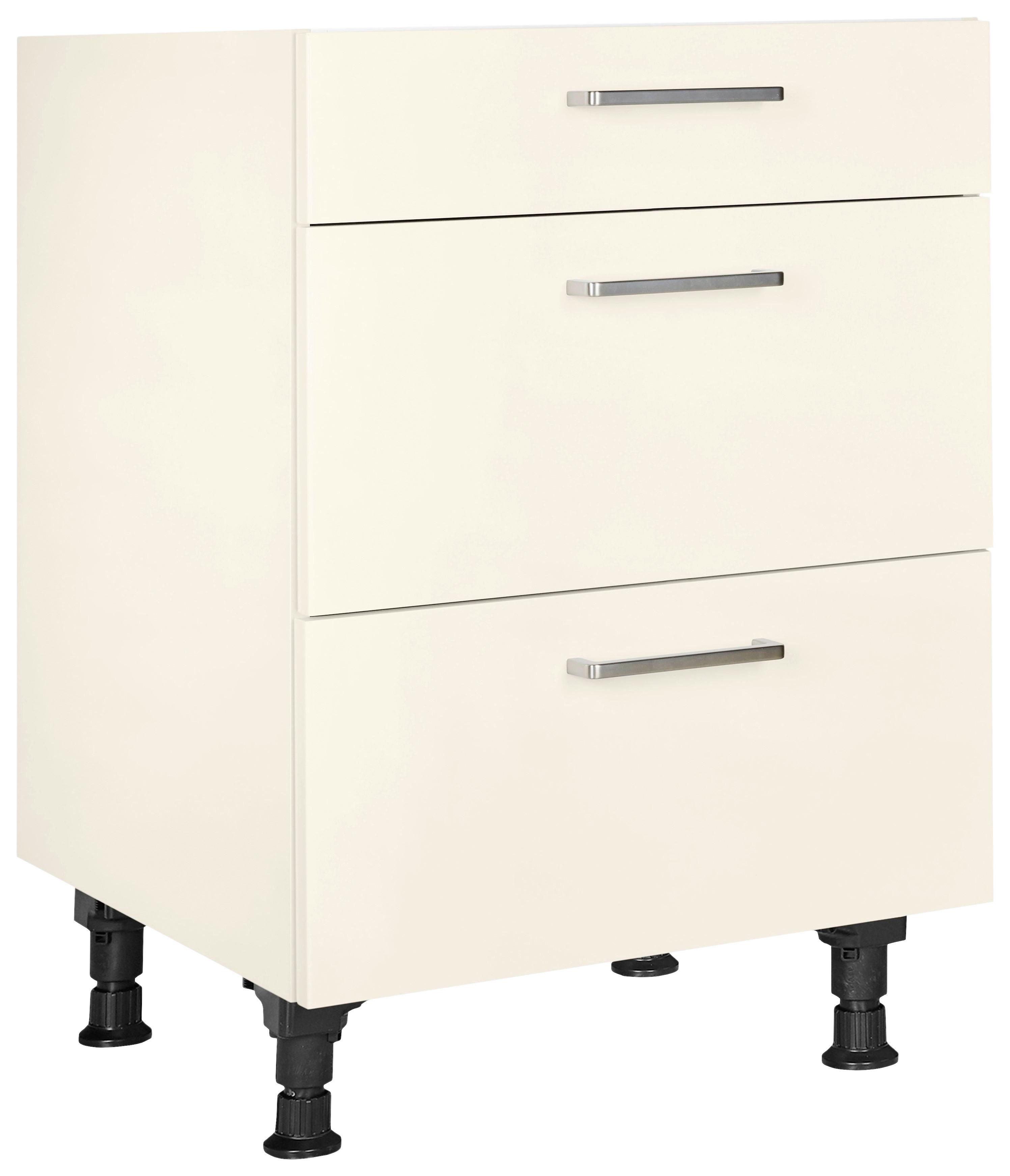 Schubkastenunterschrank Touch Magnolie - Edelstahlfarben/Magnolie, MODERN, Holzwerkstoff/Metall (60/87/56cm) - Nobilia