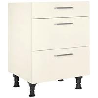 Schubkastenunterschrank Touch Magnolie - Edelstahlfarben/Magnolie, MODERN, Holzwerkstoff/Metall (60/87/56cm) - Nobilia