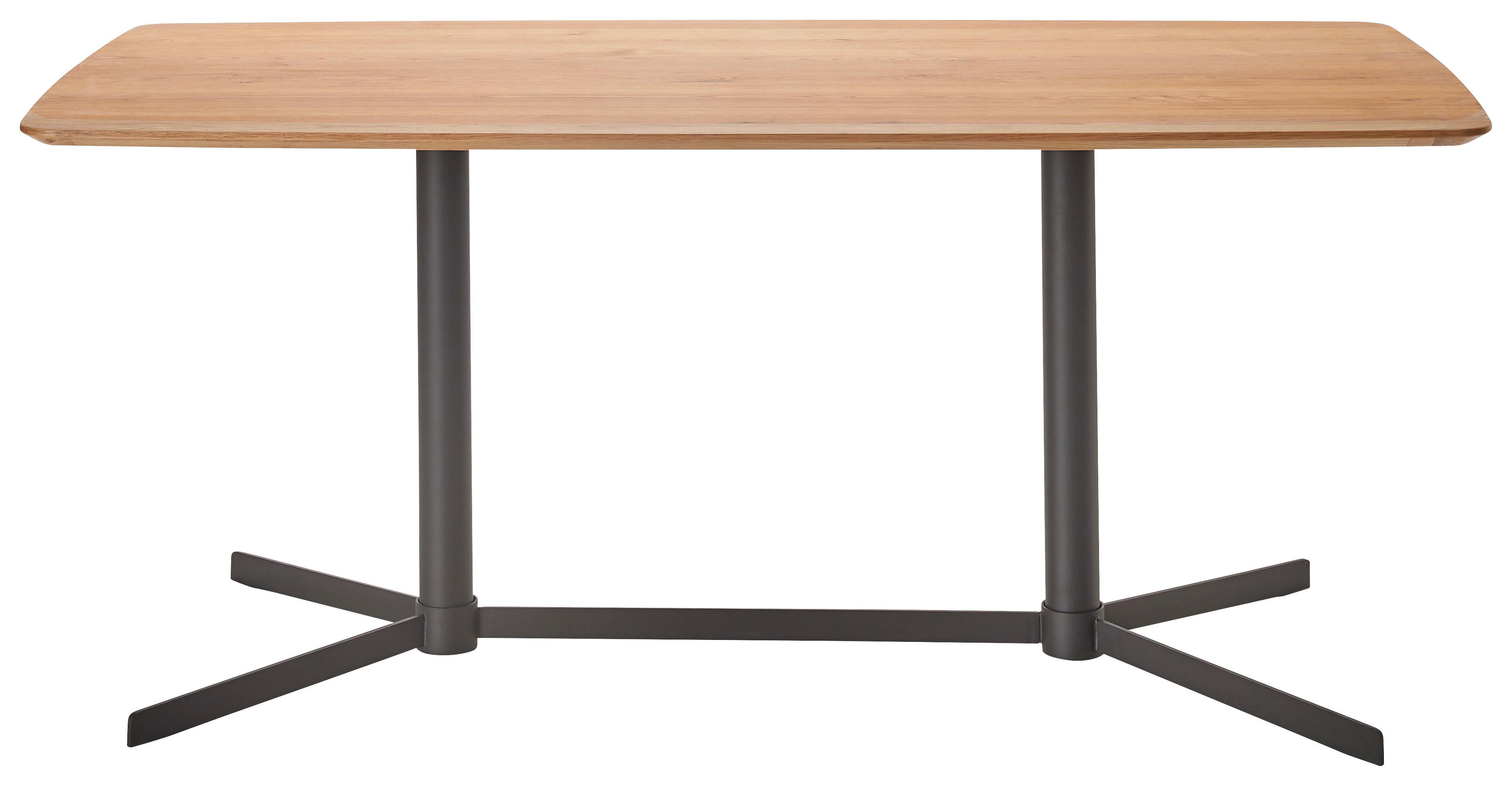 Esstisch Valetta Schwarz/Eiche Echtholz ca. 180x90x76 - Eichefarben/Schwarz, MODERN, Holzwerkstoff/Metall (180/90/76cm) - Premium Living