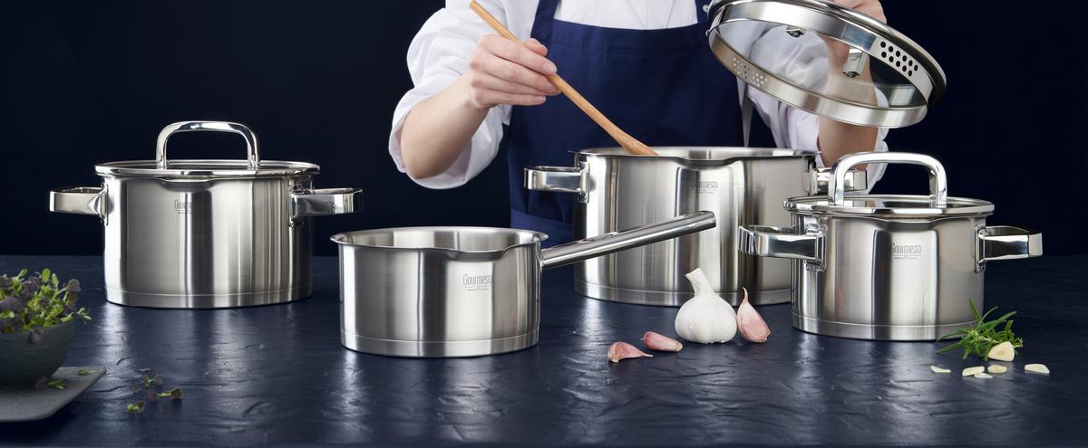 Set Posod Silver Line - barve nerjavečega jekla/prozorno, Konvencionalno, kovina/steklo - Gourmesto