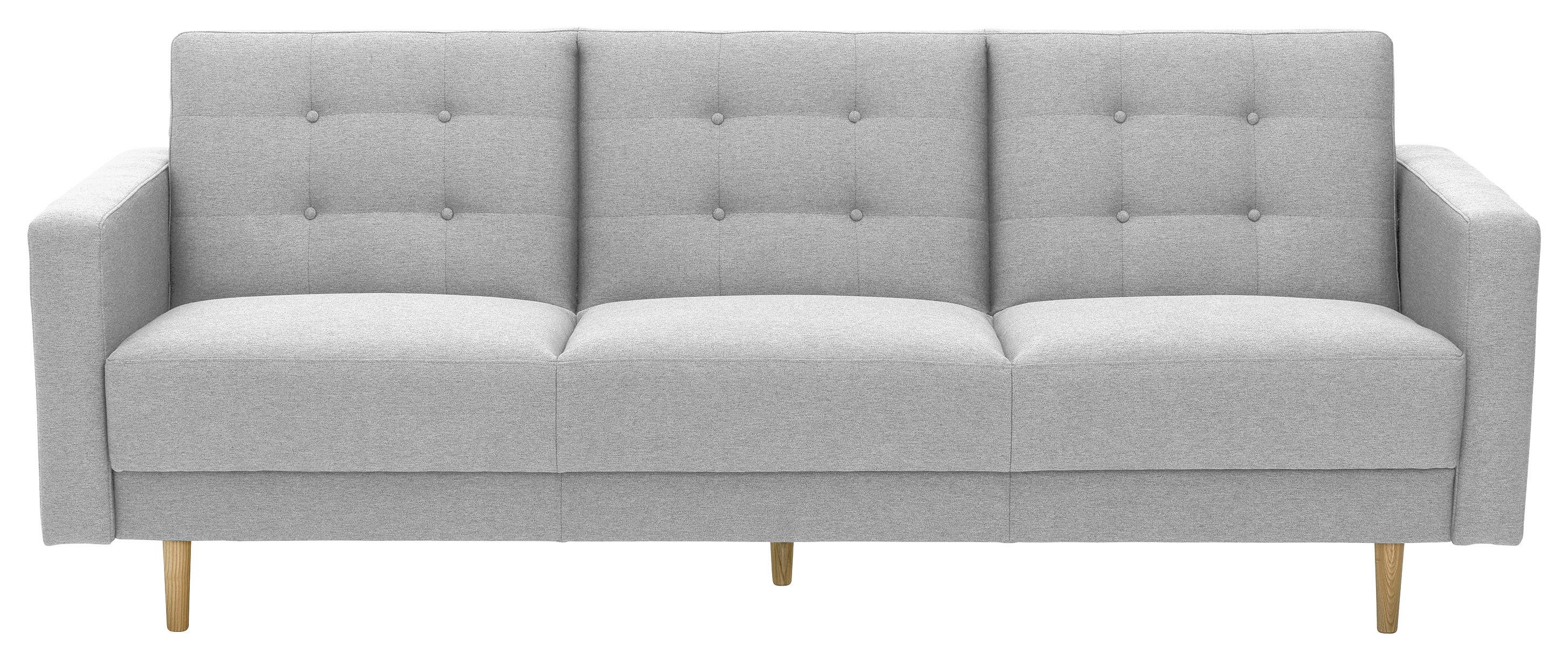 3-Sitzer-Sofa Jasmin Hellgrau Flachgewebe mit Schlaffunktion - Eschefarben/Hellgrau, MODERN, Holz/Textil (224/81/83cm) - Max Winzer