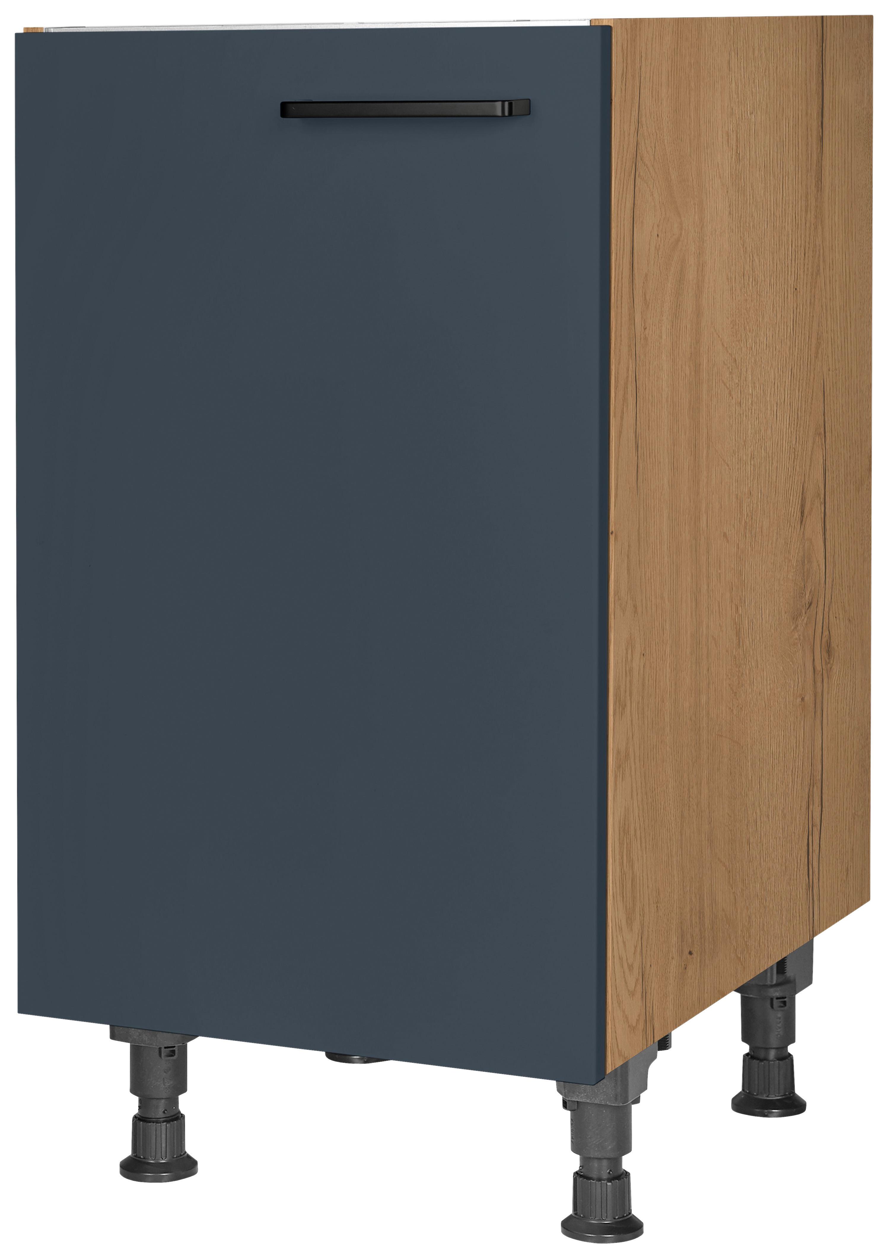 Spülenunterschrank Easytouch Blau - Blau/Eichefarben, MODERN, Holzwerkstoff/Metall (45/87/56cm) - Nobilia