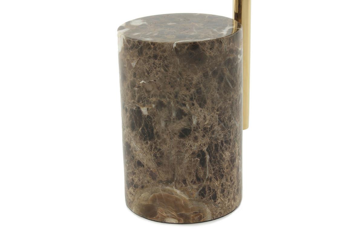 BEISTELLTISCH ROCIO 400 BRAUN / MULTI - Design, métal/pierre (40/40/54cm) - Kayoom