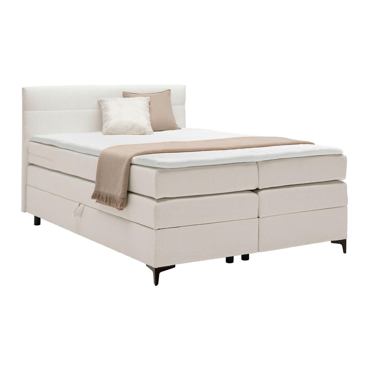 ŁÓŻKO BOXSPRING BARI - kremowy/czarny, Konventionell, metal/tkanina (140/200cm) - Mömax
