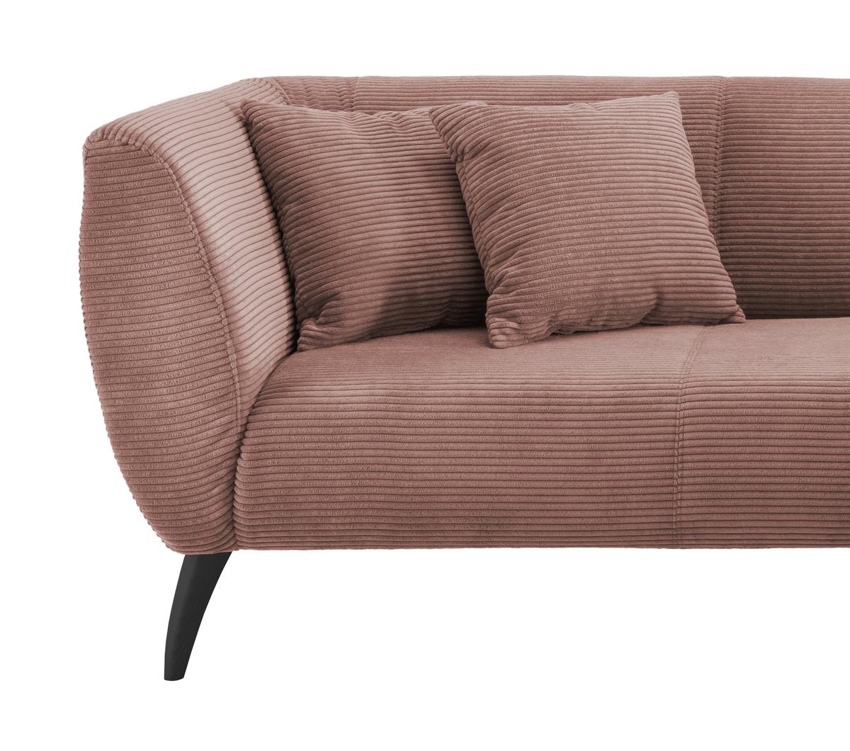 Wohnlandschaft Colori Rosa Cord - Schwarz/Rosa, MODERN, Holz/Textil (264/160cm) - MID.YOU