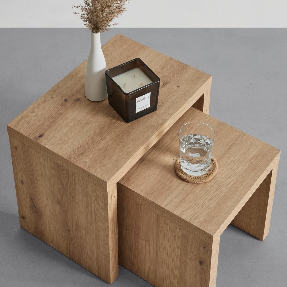 Beistelltischset Twix in Eichefarben, 2-teilig - Eichefarben, MODERN, Holzwerkstoff (44/31/37/31/30cm) - Mömax