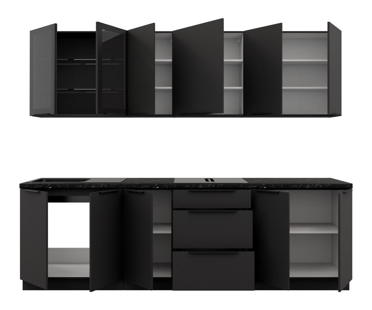 Blok Kuhinja Siena - crna, Moderno, staklo/metal (260/210/60cm) - Modern Living
