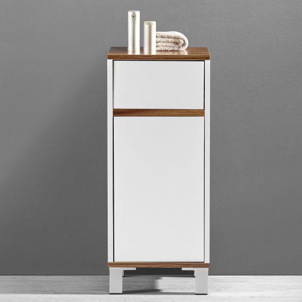 UNTERSCHRANK Weiß/Kieferfarben 'Franca' - Silberfarben/Weiß, MODERN, Holz/Metall (30/71/30cm) - Bessagi Home