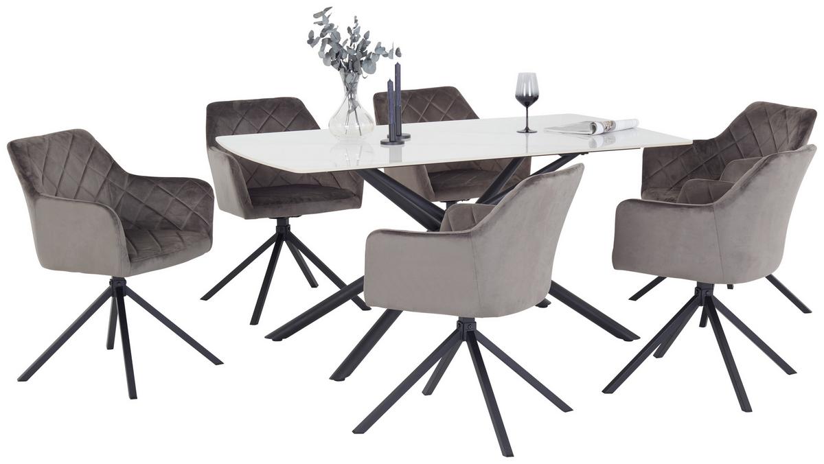 Jedilna Miza Mailand, Bela, 160 X 90 Cm - črna/bela, Trend, kovina/keramika (160/75/90cm) - Mömax