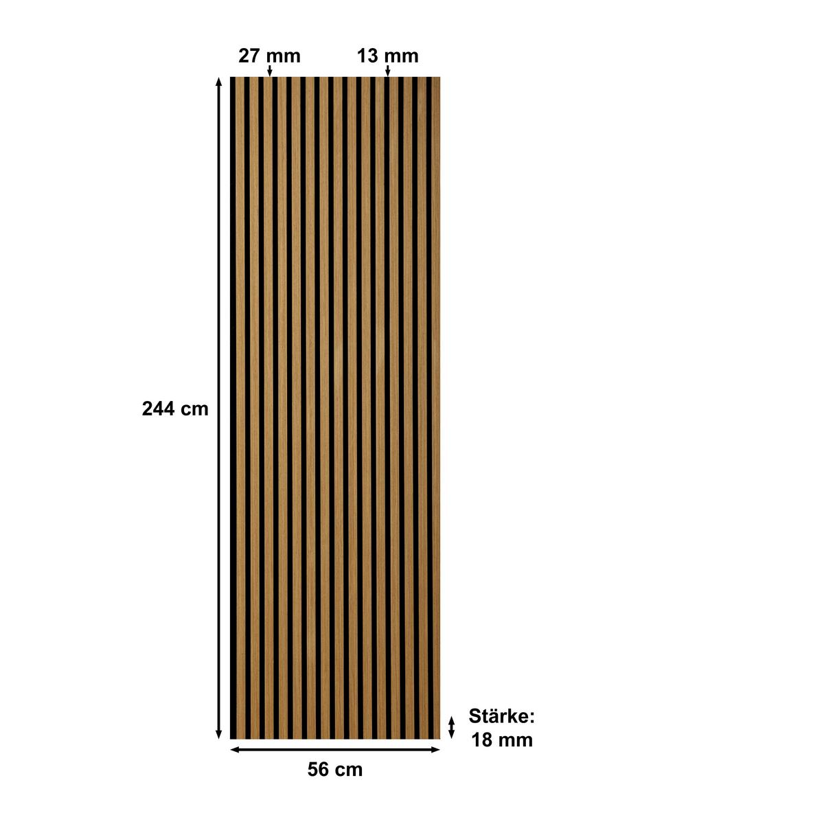 Akustikpaneel Eiche - Eichefarben, Basics, Holz/Holzwerkstoff (56/244/1.8cm) - Novel