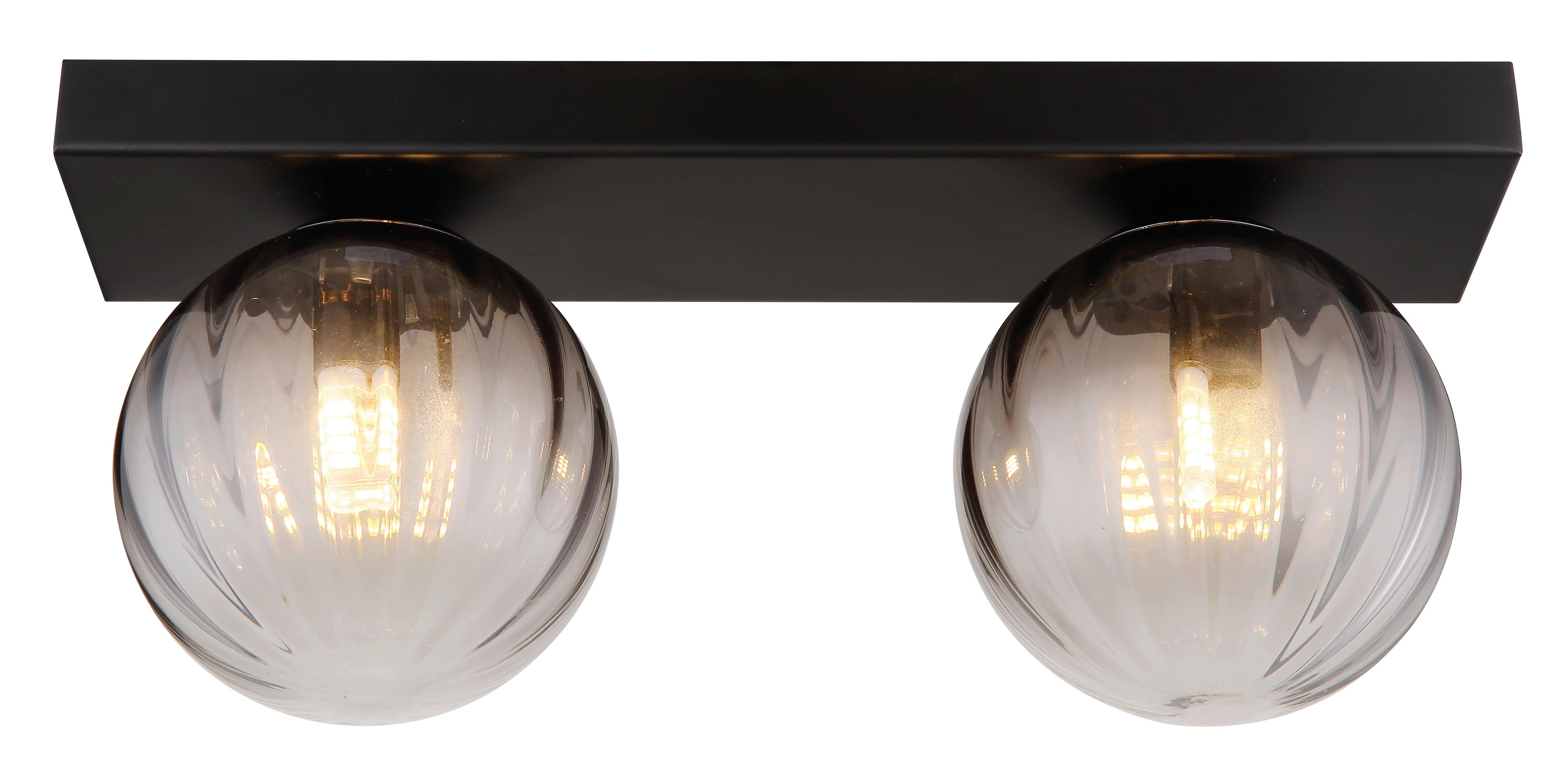 Wandleuchte Dallerta Rauchfarben max. 10 Watt - Klar/Schwarz, Design, Glas/Metall (35/12/15cm) - Globo
