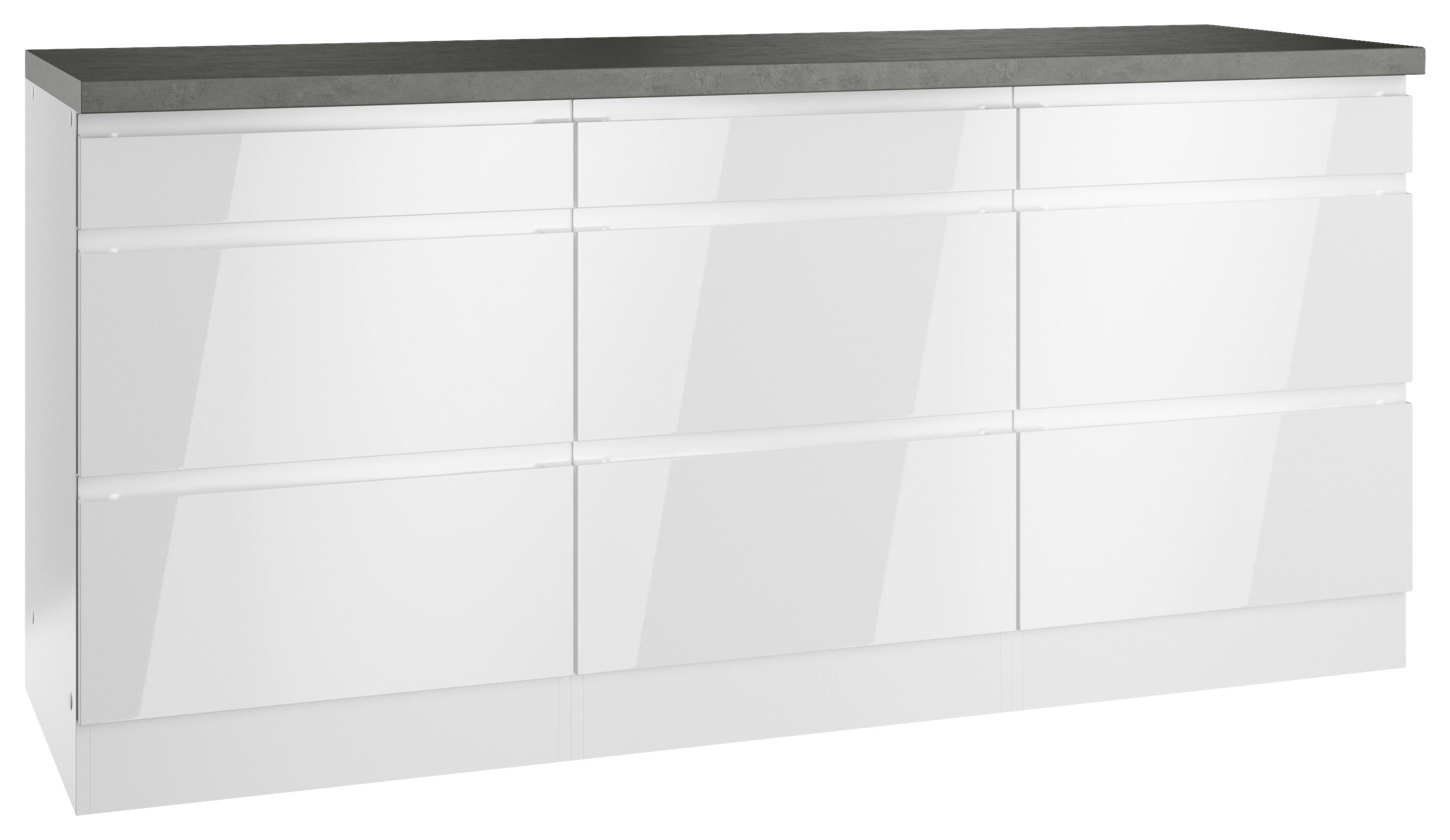 Küchenunterschrank Monza ca. 180x86 cm Weiß/Grau - Weiß Hochglanz/Weiß, LIFESTYLE, Holzwerkstoff (180/86/60cm) - Held