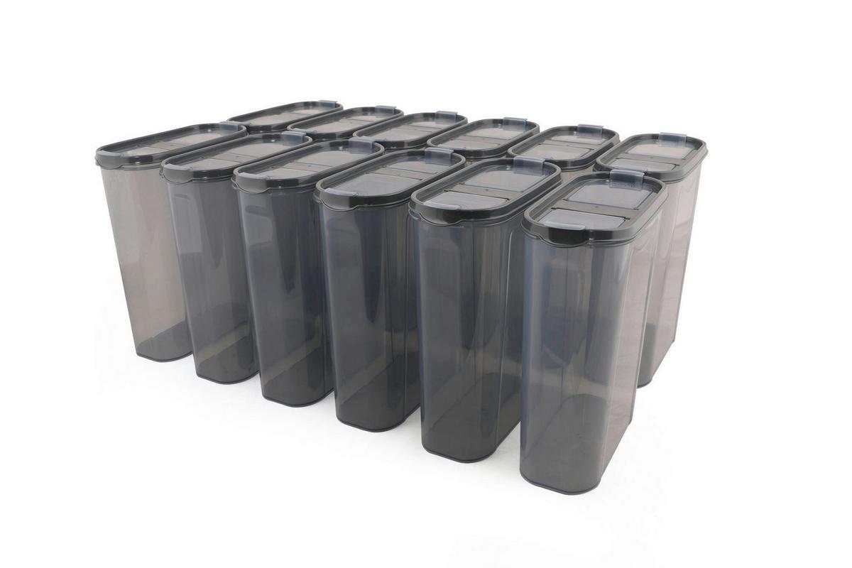 ZESTAW POJEMNIKÓW KUCHENNYCH DSY28 - antracytowy, Basics, tworzywo sztuczne (19/24/9cm)