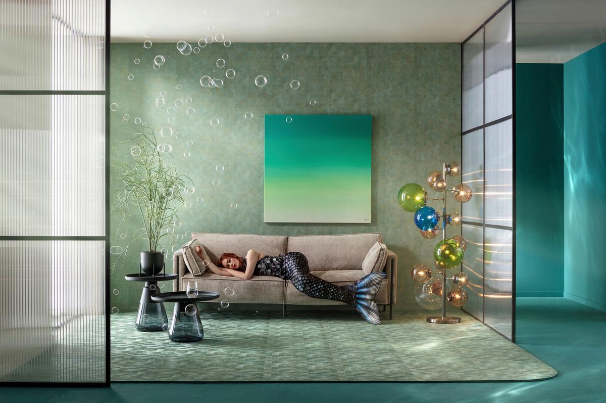 Beistelltisch Bottiglia Schwarz/Blaugrau - Blaugrau/Schwarz, MODERN, Glas/Metall (60/43/60cm) - Kare-Design